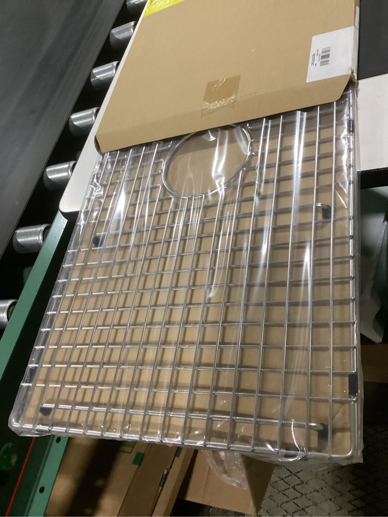 Condition photo showing New/Like New for serene valley sink bottom grid 29-1/2" x 15-9/16", centered drain with corner radius 3/8", sink protector ndg3016c