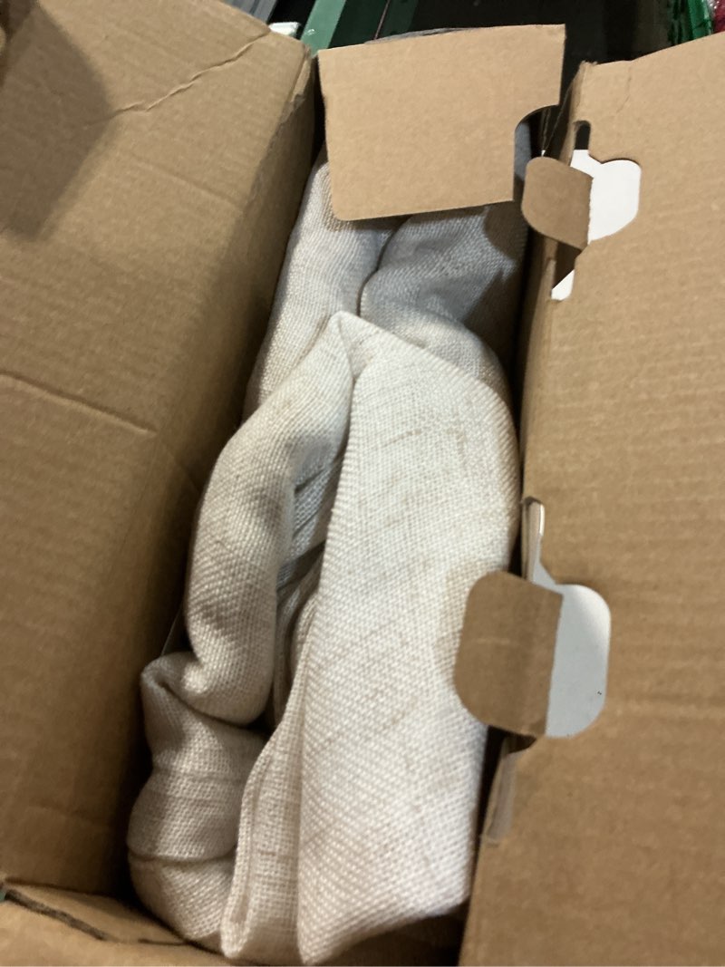 Condition photo showing New/Like New for miulee natural white linen curtains 96 inch long 2 panels for bedroom living room, soft thick linen textured window drapes semi sheer light filtering rod pocket back tab neutral farmhouse cream ivory 52"w x 96"l (pack of 2) natural linen white