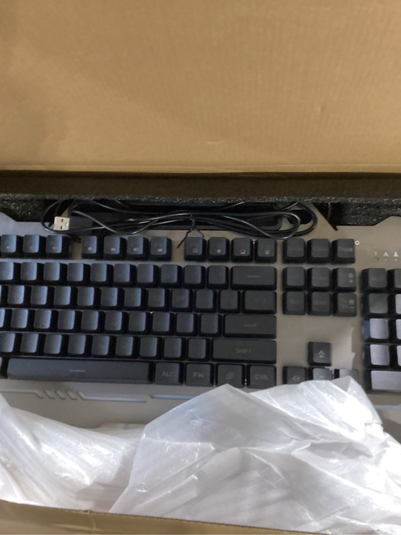 Condition photo showing Good Condition for aula keyboard, t102 104 keys gaming keyboard and mouse combo with rgb backlit number pad, all-metal panel waterproof light up pc keyboard,usb wired computer keyboards gaming for win xp/7/8/10 pc gamer