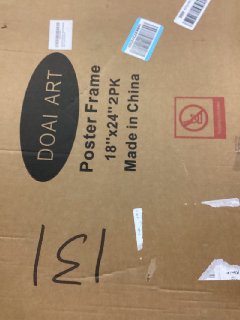 Condition photo showing New/Like New for doai art 18x24 poster frame 2 pack, black 18 x 24 picture frames for horizontal or vertical wall mounting, scratch-proof safe and artistic large photo frame wall art