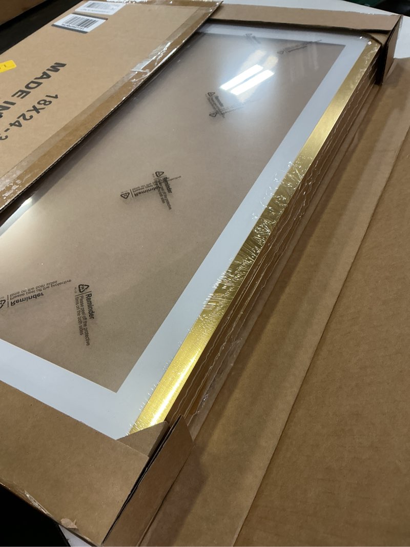 Condition photo showing New/Like New for (golden color)fxojyvo 4x6 picture frame for photo poster horizontally/vertically | black light weight frame for pciture 4by6 without mat or 3.5x5 with mat tabletop/wall mount(1 pack|black|4x6) black 4x6 1 pack