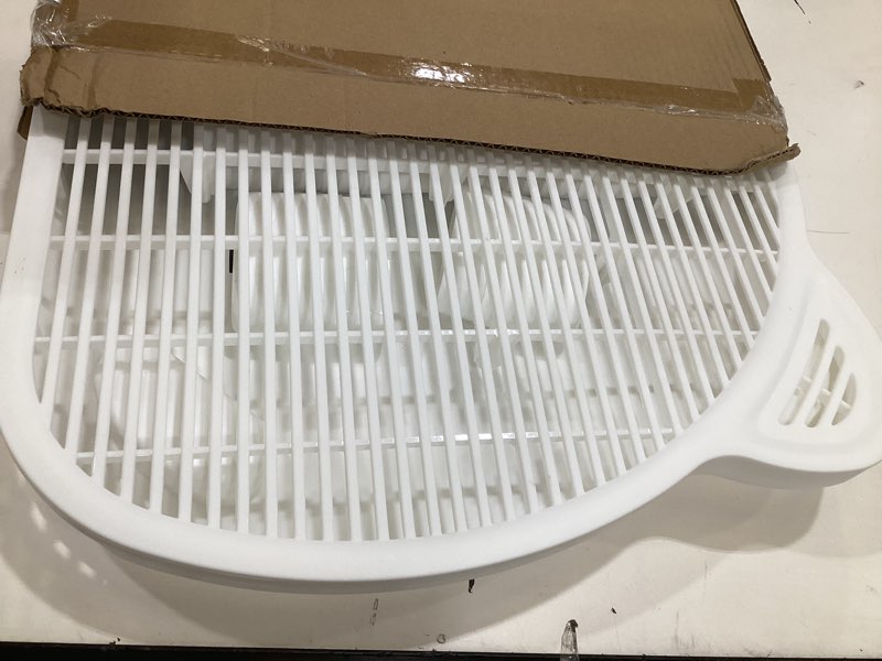 Condition photo showing As Is for litter catching step for cat litter box, litter trap stool for automatic litter box self cleaning, litter collection stairs, litter catcher ramp for old geriatric senior cat or kitten white