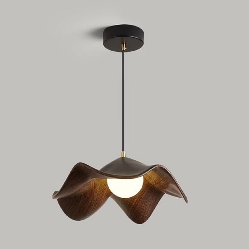 Nordic Creative Lotus Leaf Resin Pendant Lamp, G9 Light Source Single Head Aisle Ceiling Lamp, Wood Grain Restaurant Bar Balcony Chandelier, Living Room Bedroom Bedside Kitchen Island Decorative Lamp