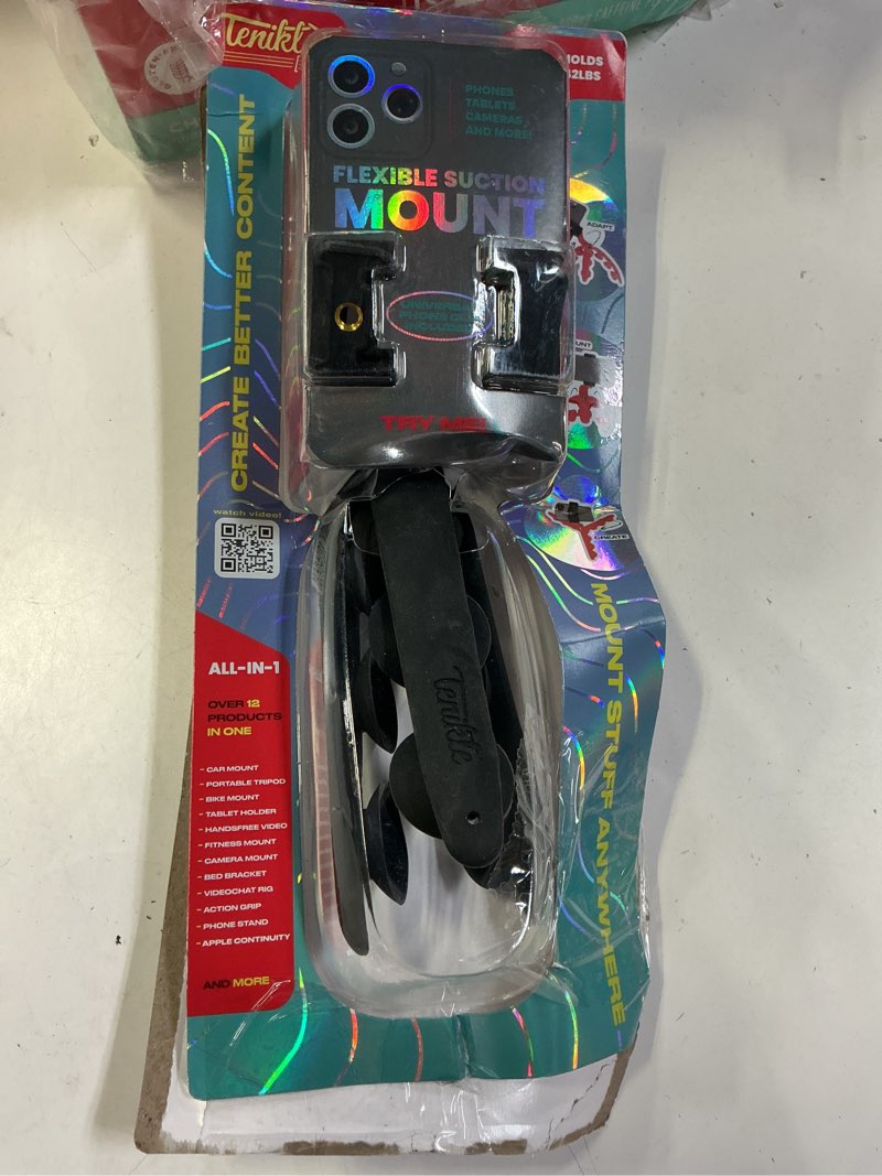 Condition photo showing Good Condition for Tenikle PRO Jet Black - Flexible Tentacle Tripod for Mobile Phone and Action Camera GoPro, Insta360, DJI Osmo, Bendable Suction Cup Camera Mount & Holder, iPhone & Android Compatible