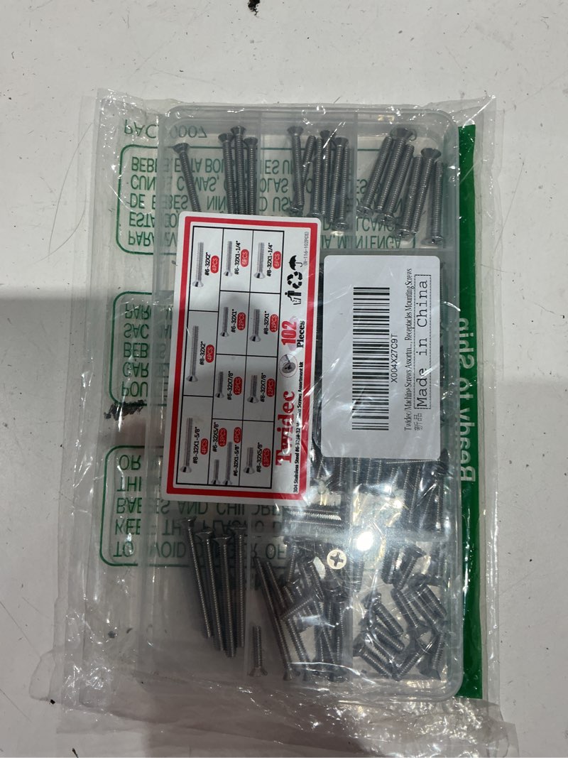 Condition photo showing Good Condition for twidec/102pcs machine screw kit,304 stainless steel #6-32#8-32 electrical long outlet screws phillips pan head electricians screws 5/8 to 2 inch for wall plate switch, receptacles mounting screw #6-32 #8-32 assorted sizes ss pan head