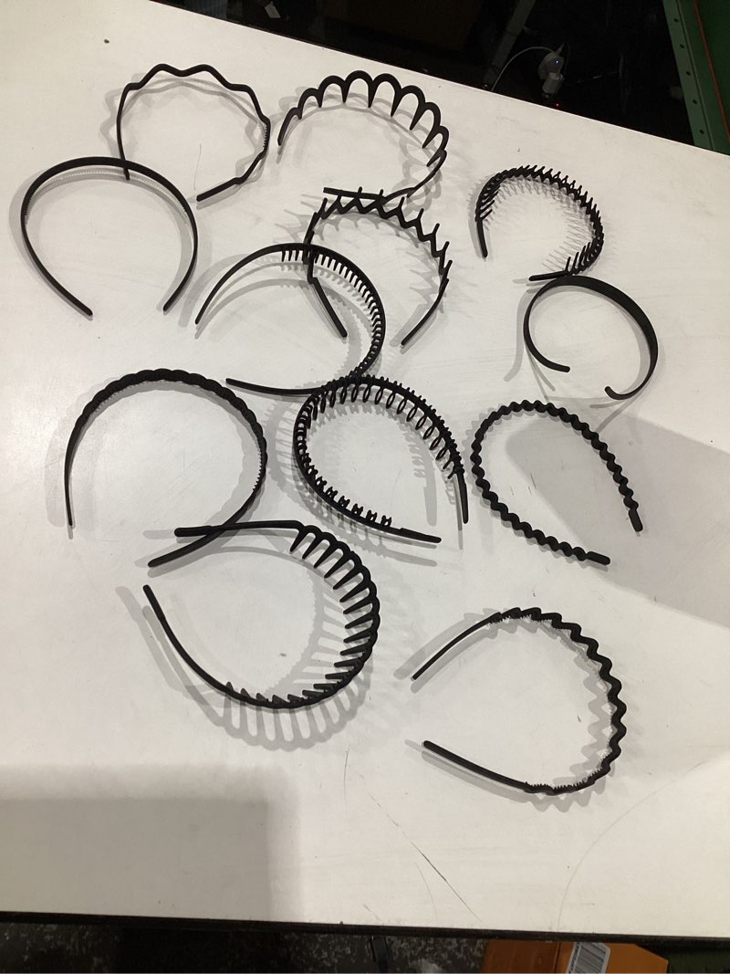 Condition photo showing Good Condition for TOBATOBA 12Pcs Black Headbands for Women with Teeth Plastic Head Bands for Women's Hair Non Slip Comb Skinny Zig Zag Headbands Fashion Hair Accessories for Women Men Teen Girls