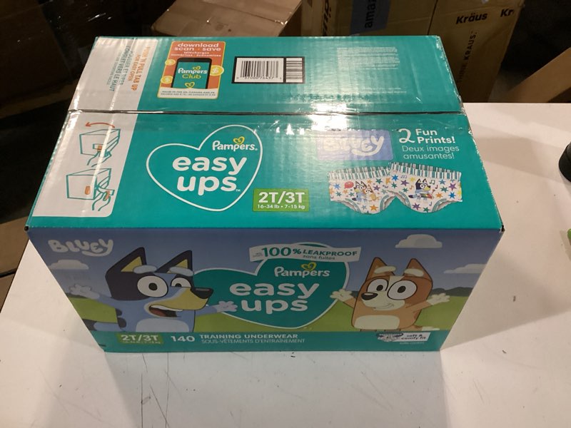 Condition photo showing New/Like New for Pampers Training Pants - Easy Ups Boys & Girls Bluey - Size 2T-3T, 140 Count, Children's Potty Underwear (Packaging May Vary) 2T-3T 140