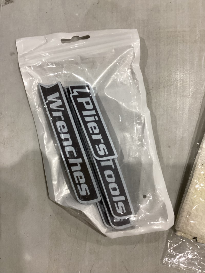 Condition photo showing New/Like New for Magnetic Tool Box Labels, Reusable Heavy Duty Magnetic Toolbox Labels for Garage, Workshop, Storage Bins, 12 Pcs/Black Black Regular Thickness 12