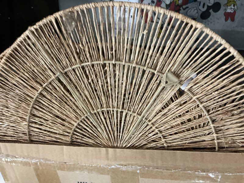 Condition photo showing Good Condition for chi an home 18 inch boho wall decor – set of 5 woven jute wall baskets, boho wall art & decorative basket set, farmhouse wall hanging, handwoven wall plates for living room, bedroom – 18", 14", 11", 8", 7" set of 5 - large