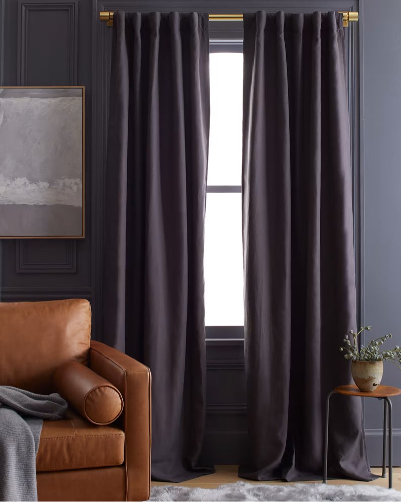 quince european linen true blackout curtain 48 in x 84 in color storm