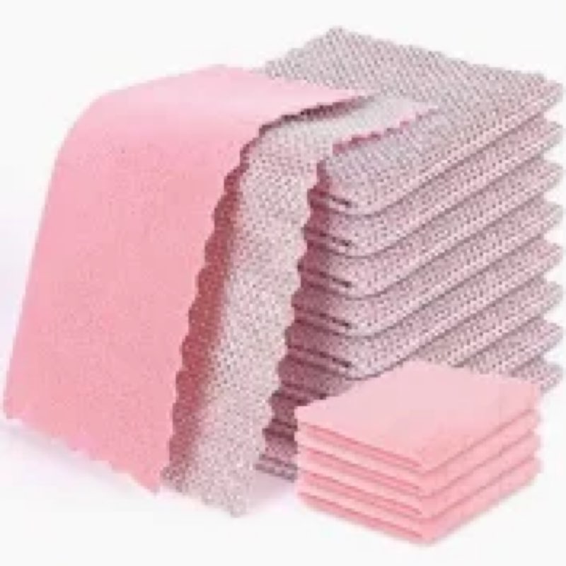 ( 3 pack of 90 count ) Multipurpose Wire Dishwashing Rag, Non Scartch Wire Dishcloth for Wet and Dry, Pink Stainless 