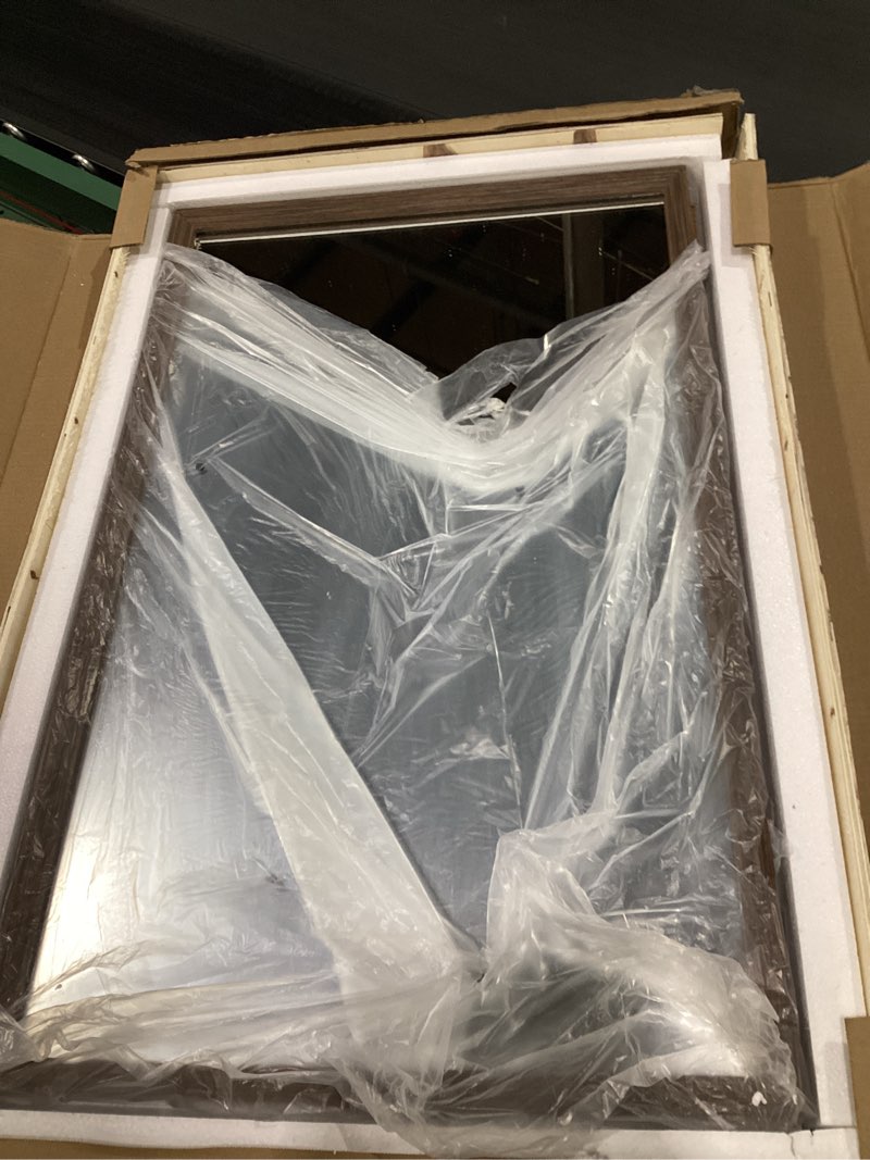 Condition photo showing Good Condition for WEER Walnut Bathroom Mirror, Walnut Framed Mirror 22X30 Inch, Rectangle Wall Mounted Bathroom Vanity Mirror with Tempered Glass, Hangs Vertically or Horizontally, Anti-Rust Walnut 22"L x 30"W