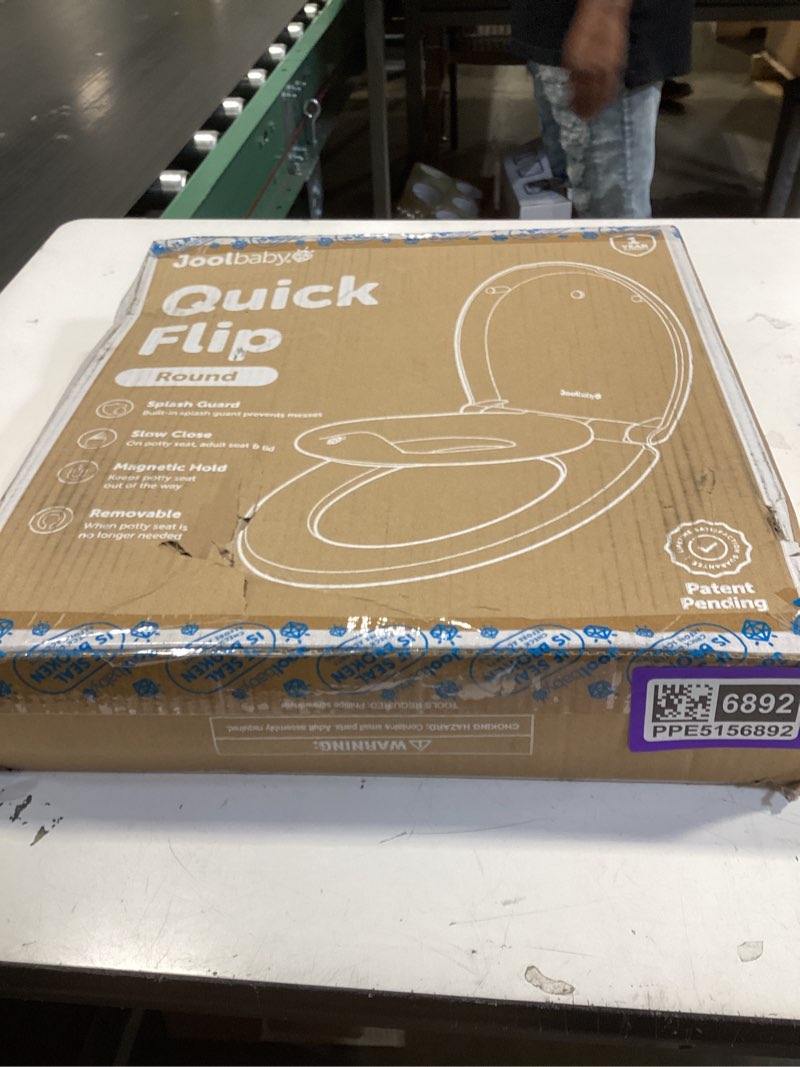 Condition photo showing New/Like New for jool baby quick flip toilet seat with built-in potty & splash guard for toddler training, slow close (round)