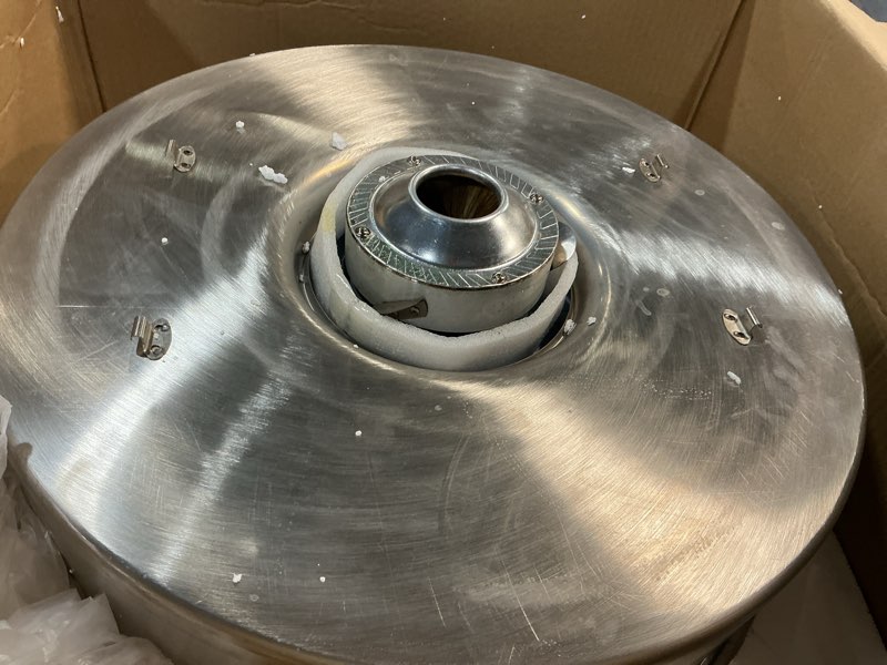 Condition photo showing As Is for rengue cotton candy machine commercial, 1000w electric cotton candy machine, cotton candy maker with stainless steel bowl, sugar scoop, storage drawer, perfect for family party, kids birthday