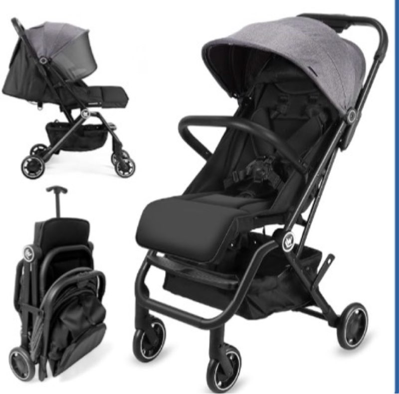 Lightweight baby stroller, compact travel stroller with retractable foot cover and sleeping shade, easy one-hand folding strollers, adjustable reclining seat for 0