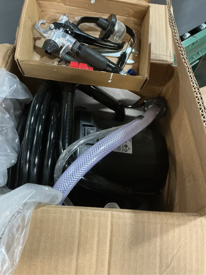 Condition photo showing As Is for vevor 750w stand airless paint sprayer, 3000psi high efficiency electric airless sprayer, fine and even painting effect, handheld paint sprayers for home interior and exterior furniture and fences