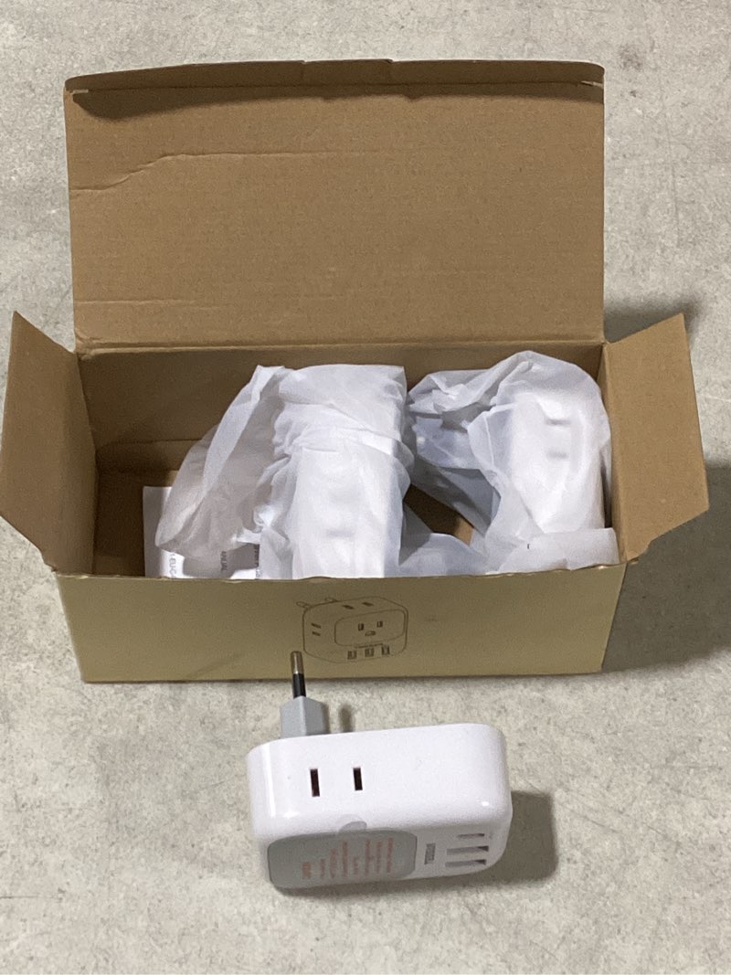 Condition photo showing Good Condition for tessan european travel plug adapter usb c 3 pack, pd 20w us to europe plug adapter with 4 ac outlets 3 usb ports, type c power adaptor for usa to eu euro spain france iceland italy germany greece gray&white-type c