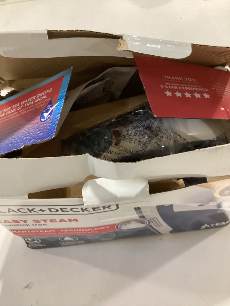 Condition photo showing Good Condition for BLACK+DECKER Easy Steam Compact Iron for Clothes, Automatic Shutoff, Nonstick Plate, Light Weight, 1200 Watts Standard Compact Iron