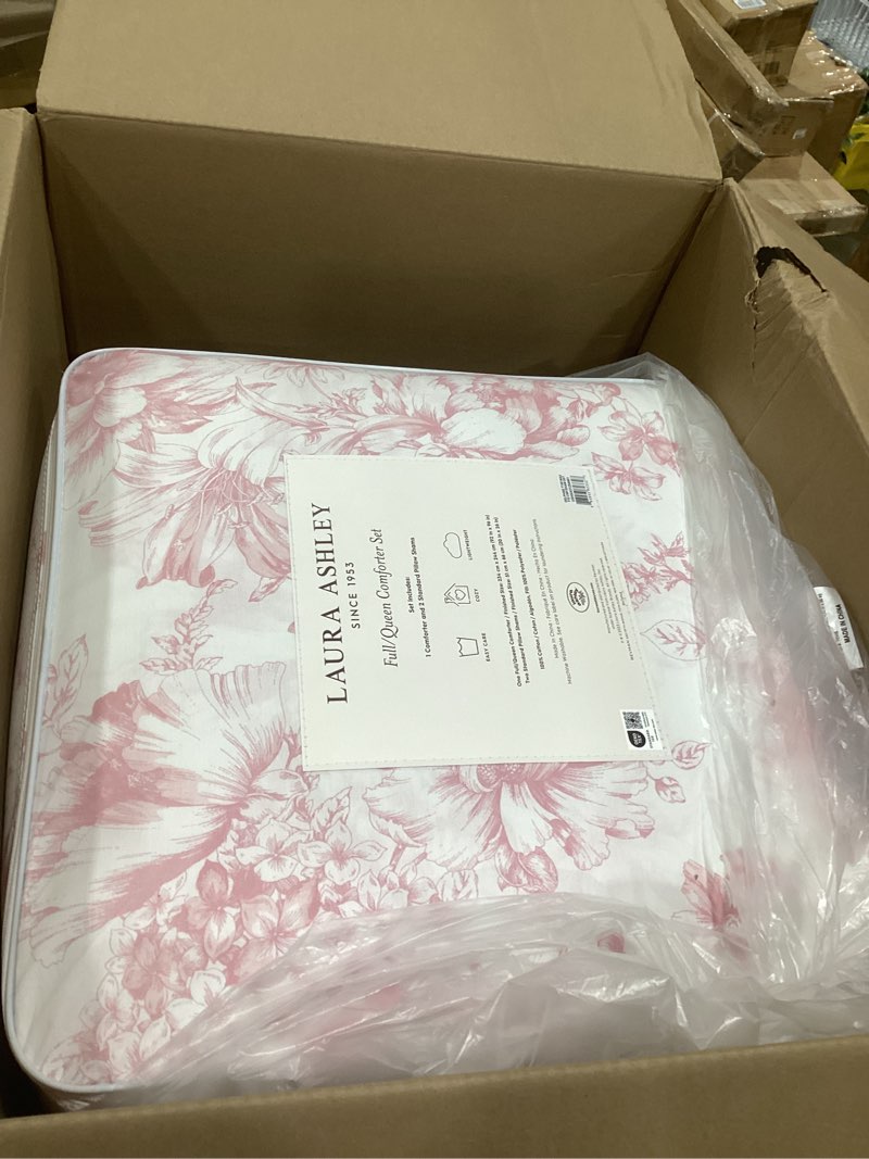 Condition photo showing Good Condition for laura ashley 3pc full/queen delphine comforter bedding set pink