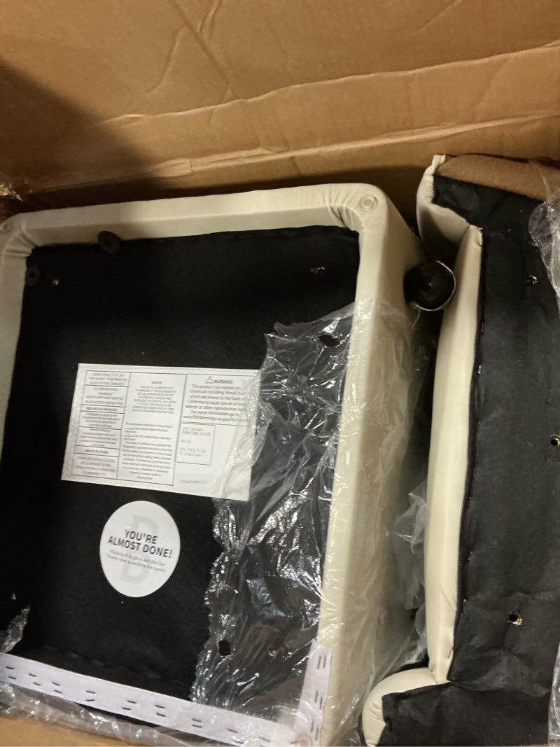 Condition photo showing As Is for Upholstered Dining Chairs Set of 1 with Casters, Wingback Modern Side Armless Deskchair with Rollers for Diningroom Bedroom Livingroom Reading Room, Cream Faux Leather Faux Leather-cream 