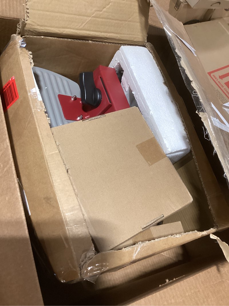 Condition photo showing As Is for FOHERE 200W Meat Slicer Machine for Home, Electric Food Slicer with Two 7.5" Sharp Stainless Steel Blade(Serrated + Smooth) 0-15mm Precise Thickness Deli Meat Slicer for Bread Fruit Vegetable(Silver)