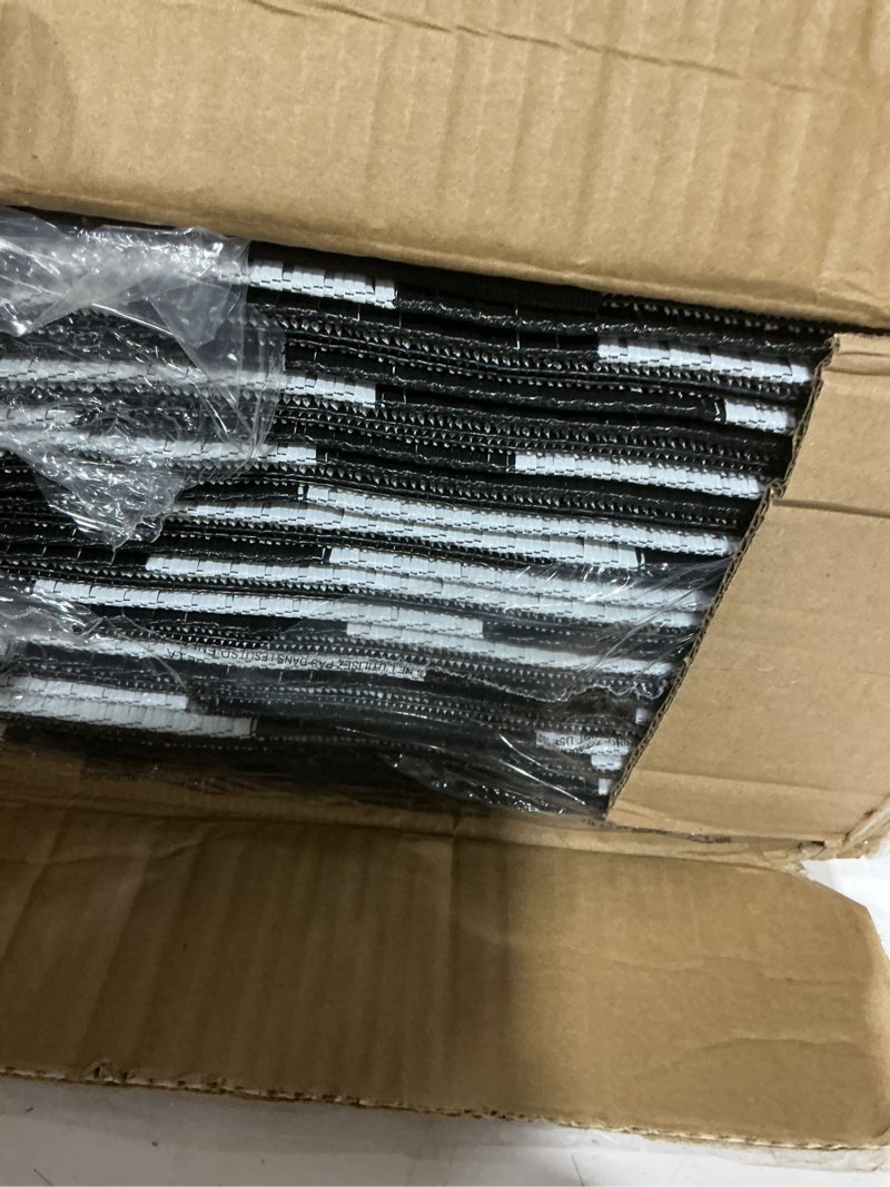 Condition photo showing Good Condition for sand mine waterproof outdoor rug 9x18 ft, plastic straw rug, modern area rug, large floor mat, rv, patio, backyard, deck, picnic, beach, trailer, camping (9' x 18', black & white lattice) black & white 9' x 18'