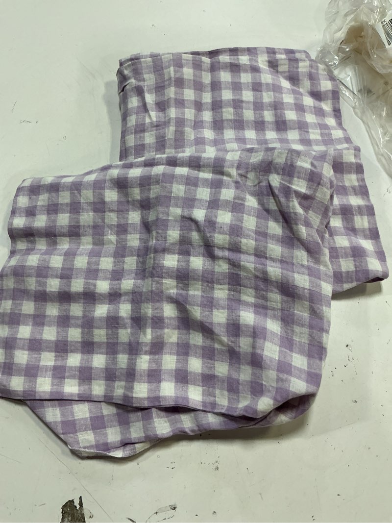 Condition photo showing As Is for european linen sham set, standard, lavender gingham