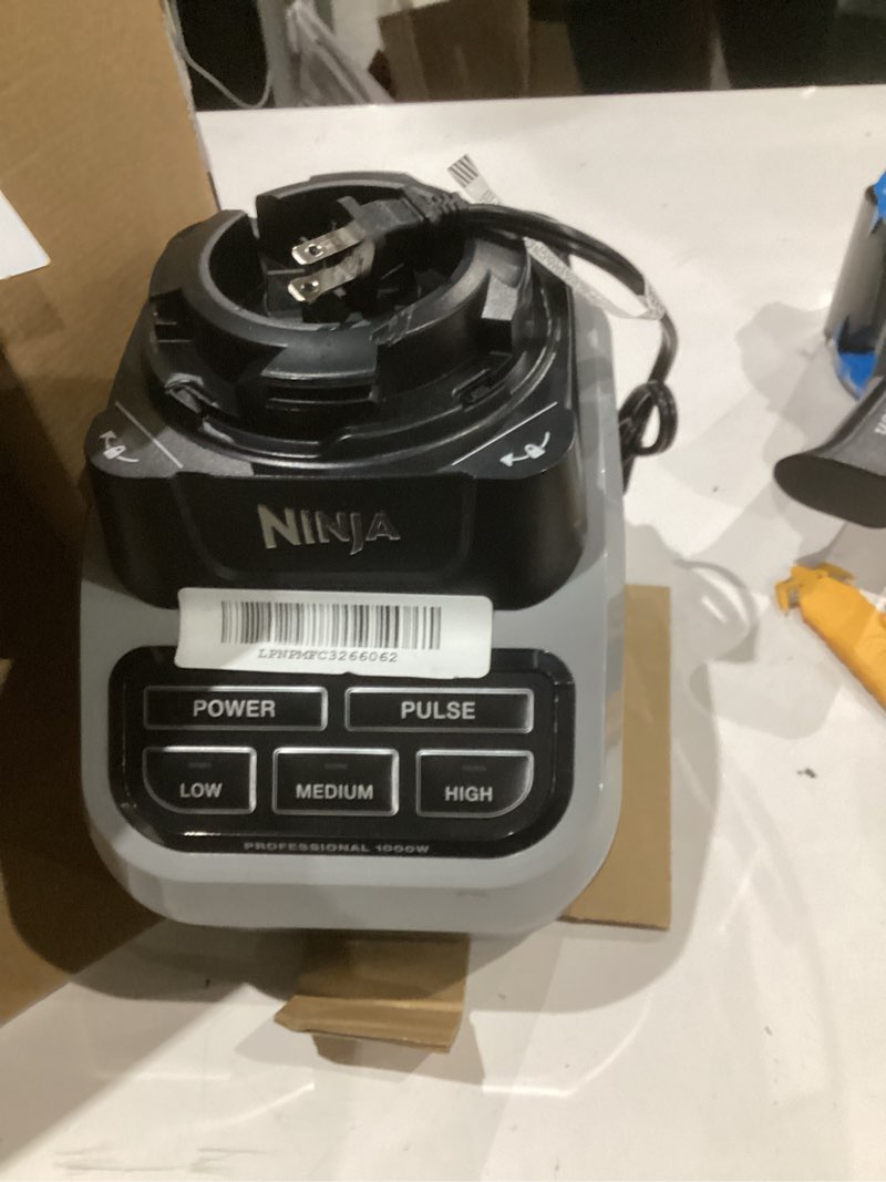 Condition photo showing As Is for ninja bl610 professional 72 oz countertop 1000-watt base and total crushing technology for-smoothies, ice and frozen fruit, black, blender + pitcher