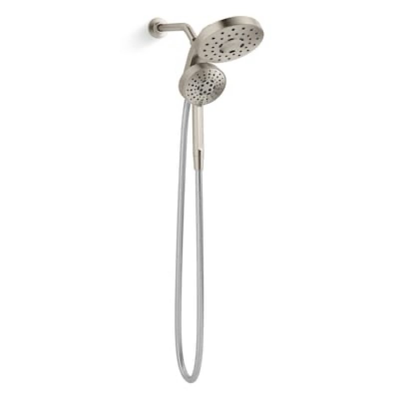 kohler premise 3 -spray brushed nickel 6-in round shower head with handheld combo 1.75