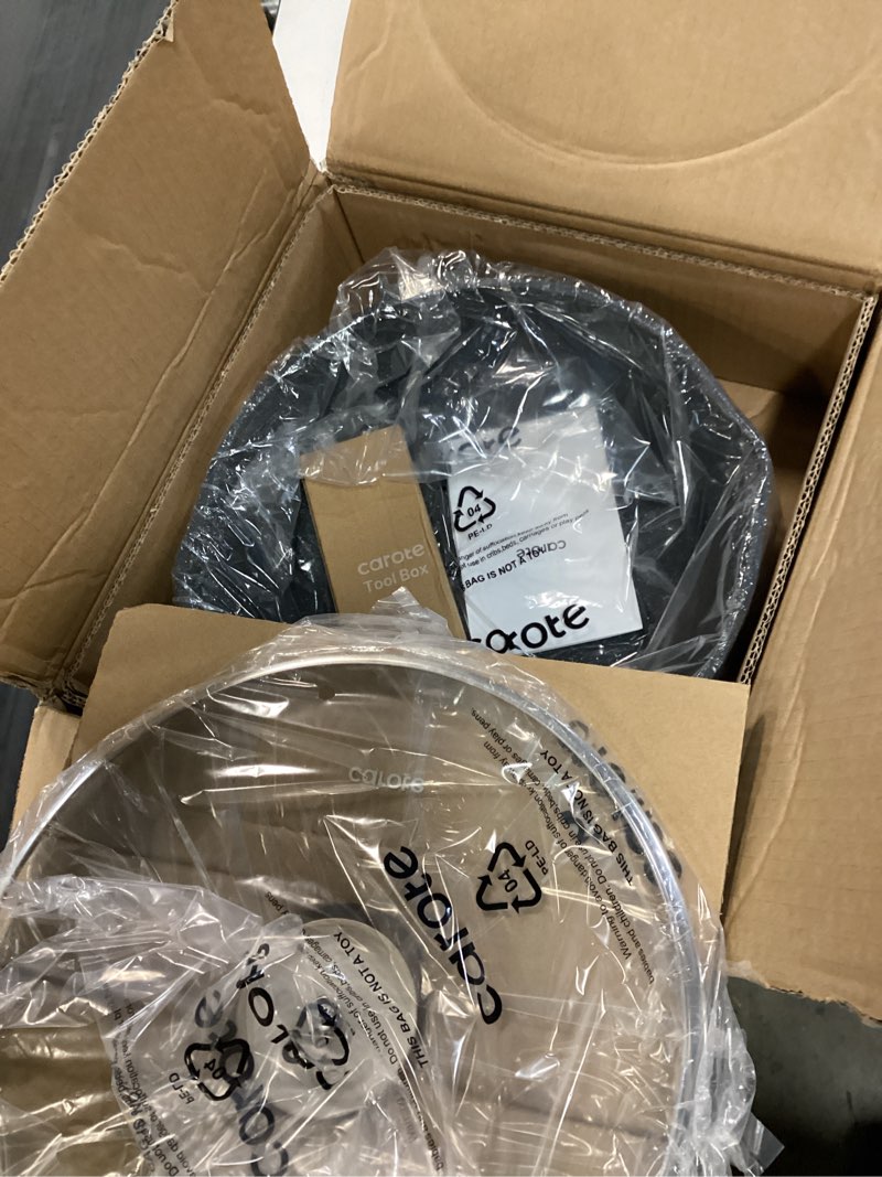 Condition photo showing New/Like New for carote 12 inch nonstick deep frying pan with lid, 5.5 qt jumbo cooker saute pan with pour spout, skillet induction cookware, non stick cooking pan pfoa free, classic granite classic granite 12"