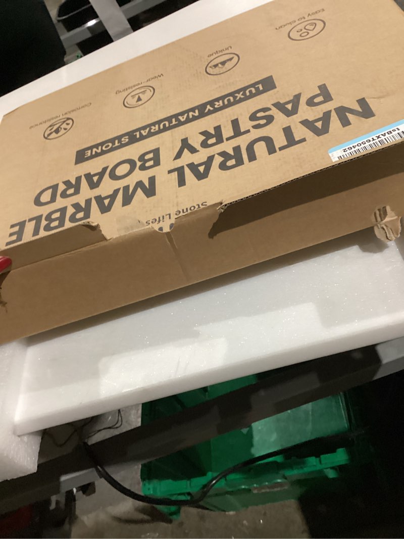 Condition photo showing New/Like New for Koville African Natural Marble Cutting Board for Kitchen, 16x20inch Extra Large Hand Crafted Marble Slab for Cheese, Charcuterie, Pastry Board - Wedding Gift, House Warming Gift White Marble-Namib Fantasy 20"L x 16"W