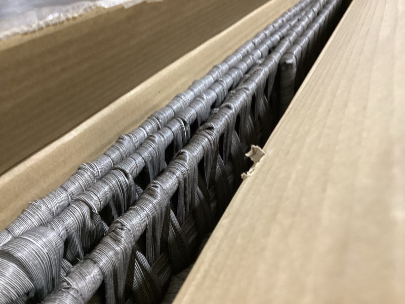 Condition photo showing New/Like New for SONGMICS Laundry Hamper with Lid, 23.8 Gallon (90 L) Synthetic Rattan Clothes Laundry Basket with Lid and Handles, Foldable, Removable Liner, Dove Gray ULCB51WG Dove Gray 90 L