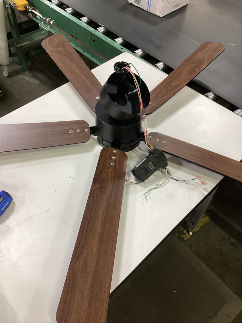 Condition photo showing As Is for harbor breeze northbrook 52-in matte black led covered outdoor ceiling fan with light