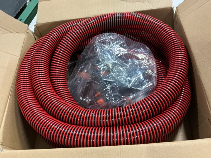 Condition photo showing Good Condition for 16FT Shop Vac Hose, Dust Collection Hose Kit for Home&Shop Vacuums System with 6 Adapters for Woodworking Power Tool & Sander, Compatible with festool/dewalt/bosch/ryobi/makita, etc Most Multi-Brands 16 FT Hose with 6 Adapters