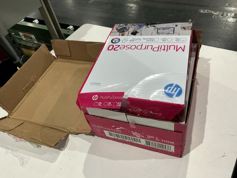 Condition photo showing As Is for hp printer paper | 8.5 x 11 paper | multipurpose 20 lb | 3 ream case - 1500 sheets | 96 bright | made in usa - fsc certified | 112530c 3 ream | 1500 sheets letter (8.5 x 11)