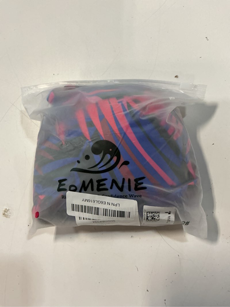 Condition photo showing Good Condition for eomenie women's push up wrap front swimsuit one piece tummy control bathing suits bandeau support slimming swimwear medium purple and black printed