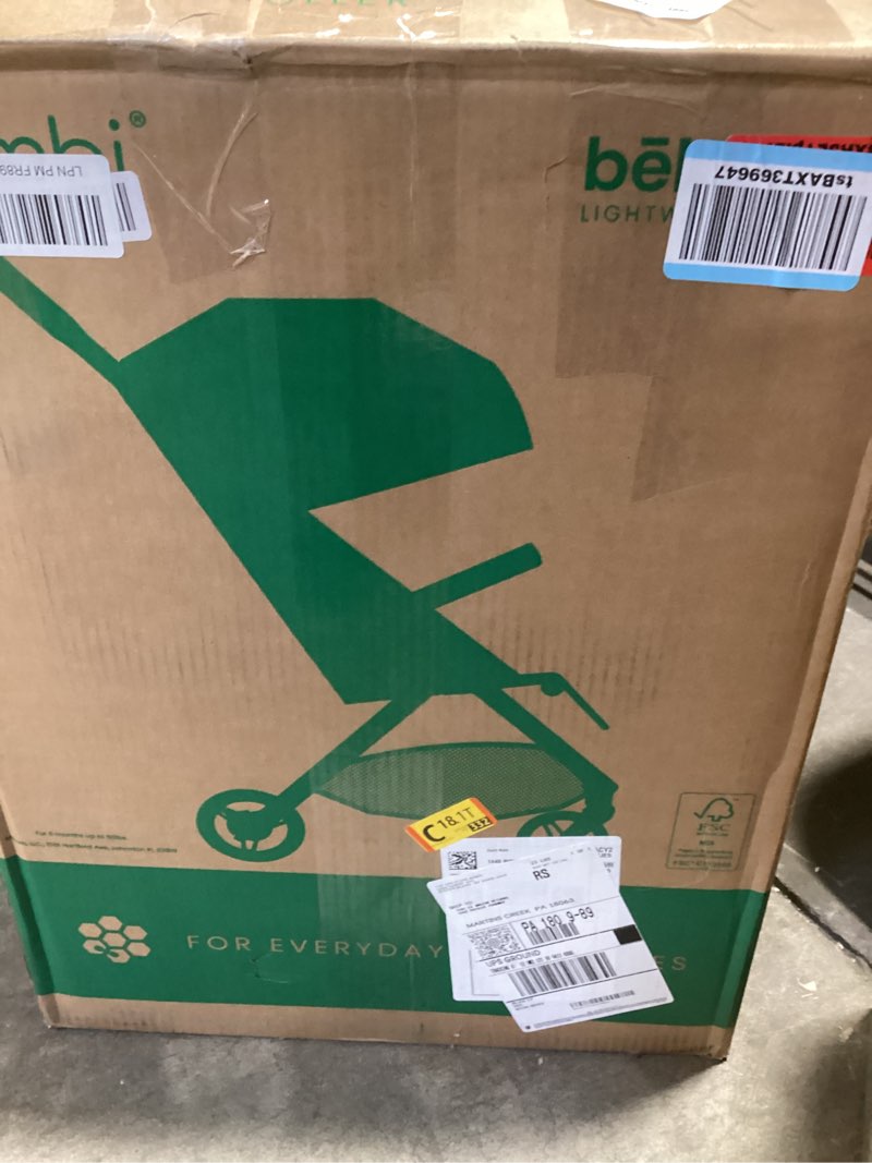 Condition photo showing As Is for Bombi B?bee V2 Lightweight Baby Stroller - Premium Vegan Leather, One-Hand Fold, Infinite Recline, Aircraft-Grade Aluminum Frame, XXL Canopy, and Ample Storage Umbrella Stroller - Hickory