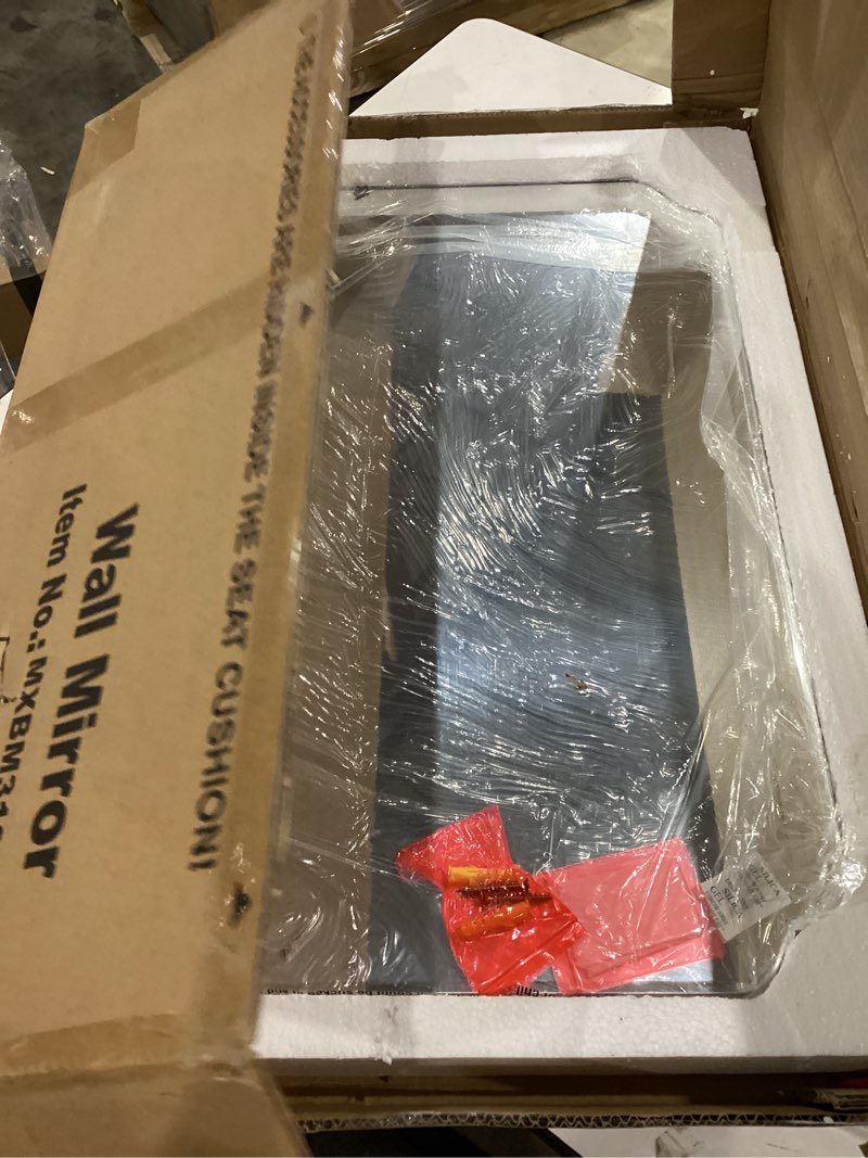 Condition photo showing Good Condition for bathroom mirrors for over sink, frameless mirrors for wall, 24x18 inch beveled bathroom mirror, bathroom vanity mirror for bedroom living room entryway home decor rectangular 24"l x 18"w