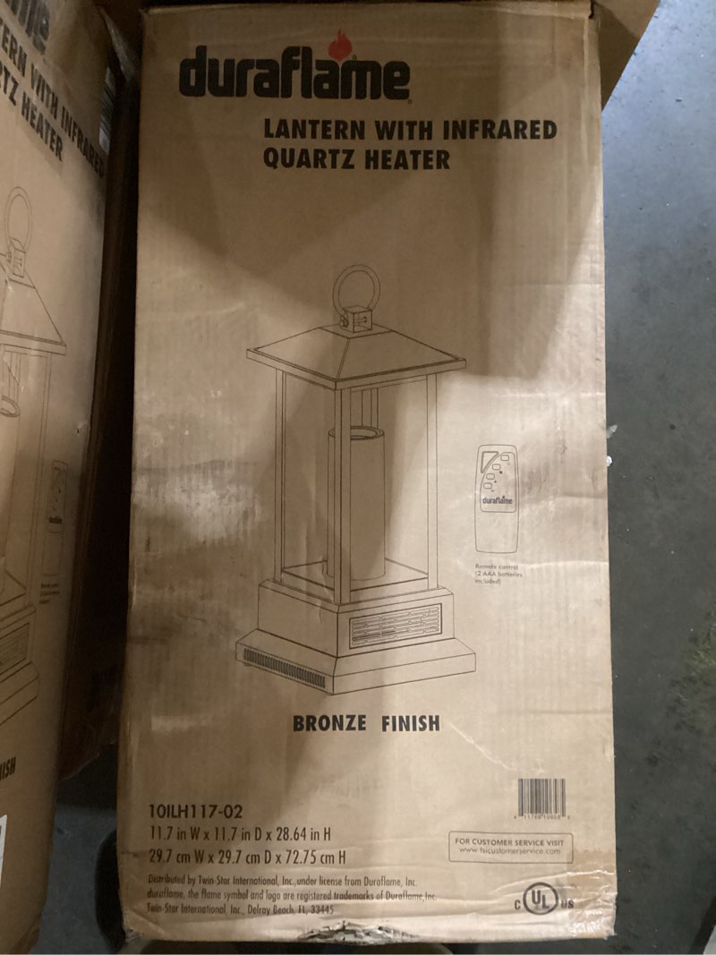 Condition photo showing New/Like New for duraflame Infrared Quartz Electric Lantern Heater - Gun Metal Gray