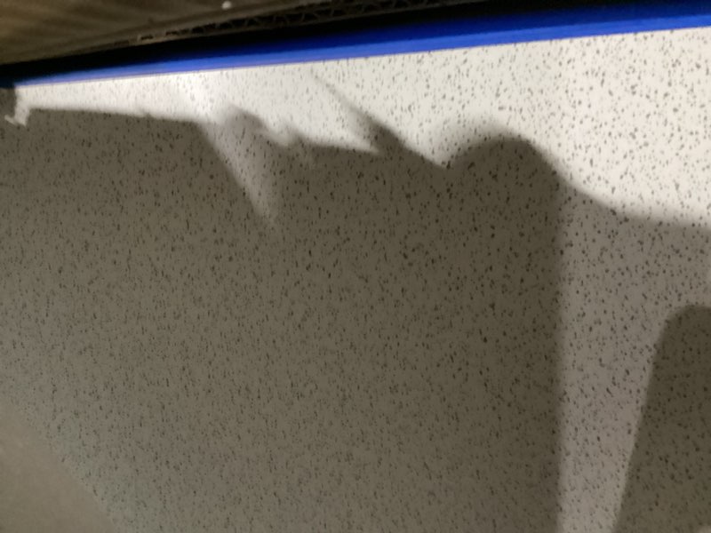 Condition photo showing Good Condition for Angeles AS WE Grow 30 x 60 Rectangle Table Top, Laminate Dry-Erase Surface Perfect for use as Kids Table or Toddler Table in Classrooms, Preschools, and Daycares, Gray Top with Blue Banding
