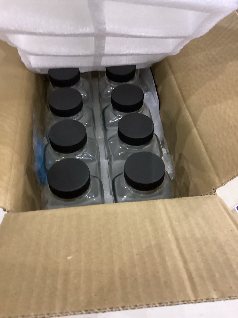 Condition photo showing Good Condition for Glass Juice Bottles with Lids, 10oz / 300ml - Set of 10 - Clear Glass Jars with Leakproof Caps - Reusable Containers for Juices, Smoothies, Water, Kombucha, and More (Includ Extra Lids) 10 oz-10 Pack