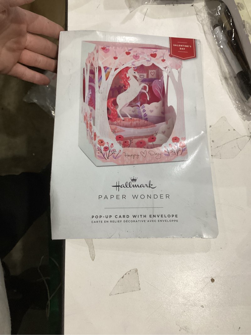 Condition photo showing New/Like New for Hallmark Paper Wonder Valentines Day Pop Up Card (Unicorn, Magical Wishes) Unicorn Pop Up, Magical Wishes