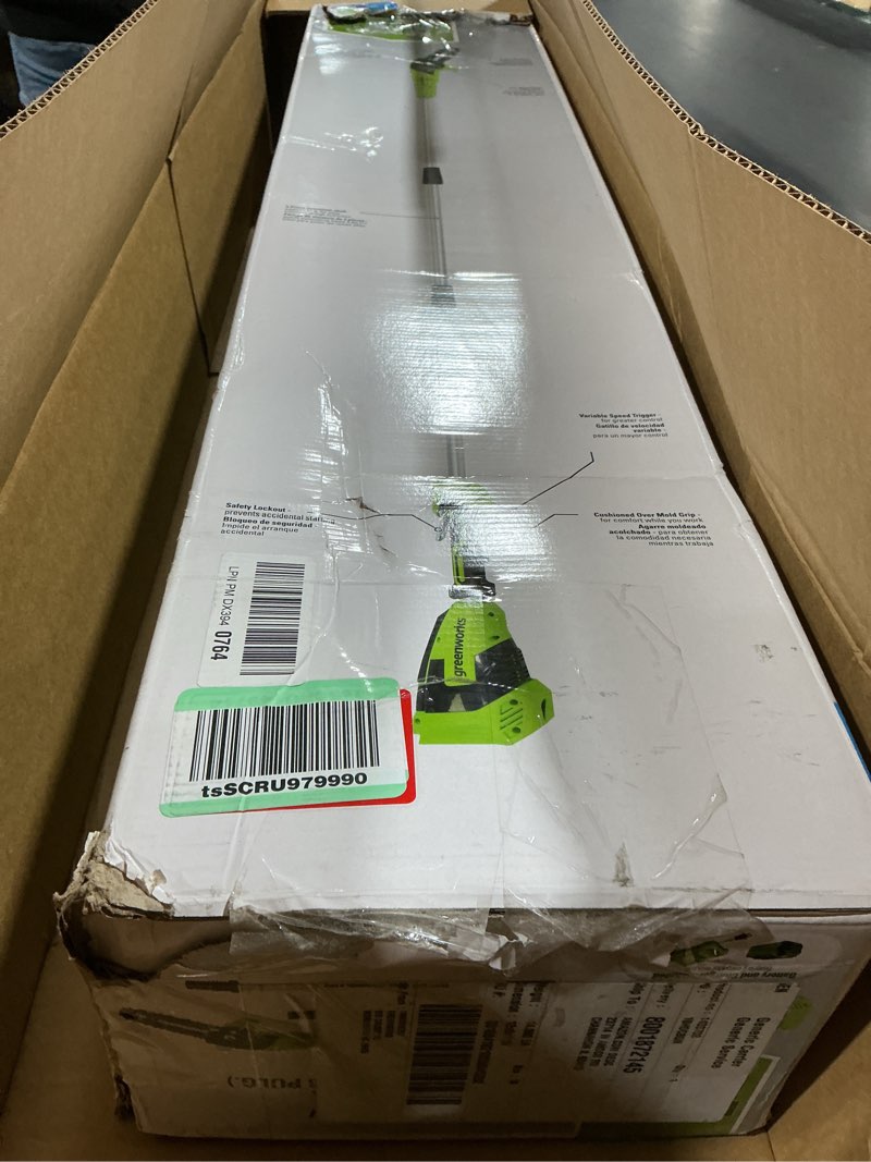 Condition photo showing As Is for Greenworks 40V 8-Inch Cordless Polesaw, 2.0Ah Battery and Charger Included PS40B210 Polesaw (2.0Ah)