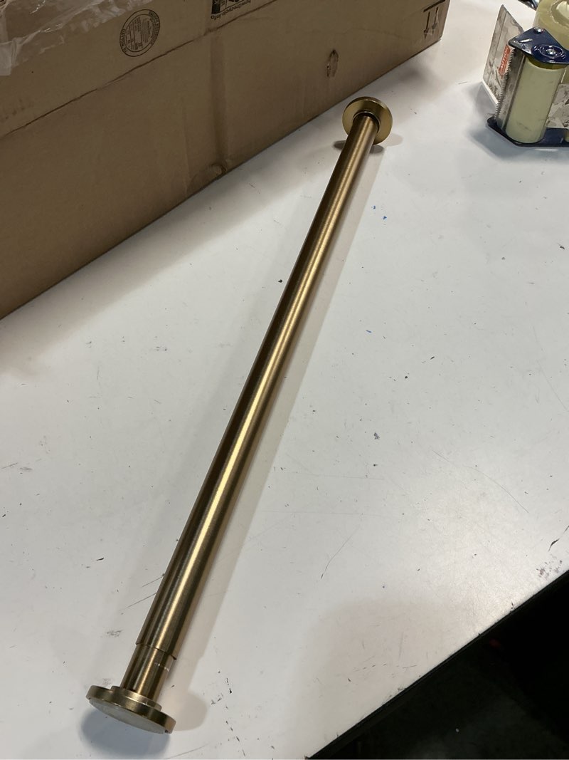 Condition photo showing As Is for champagne bronze or brass straight shower curtain rod (unknown size)