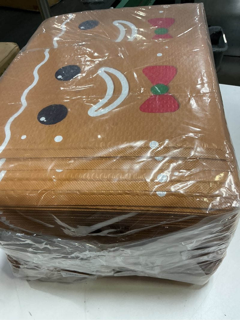 Gueevin 100 Pcs Large Christmas Poly Bubble Mailers 10 x 13 Inch Christmas Padded Bubble Envelopes Self Adhesive Shipping Bag for Xmas Business Gift Packaging(gingerbread man)