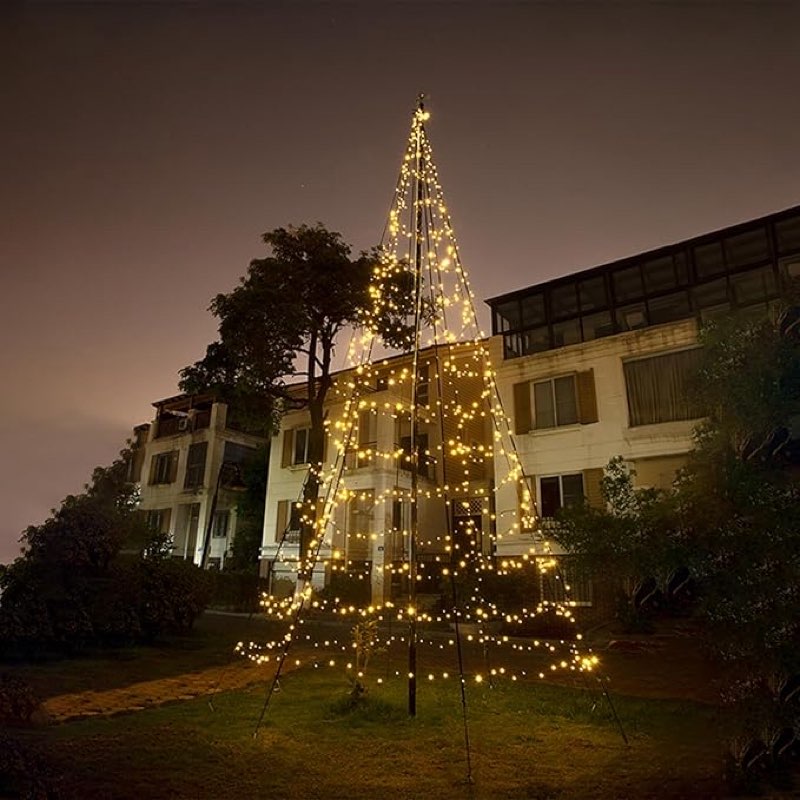 Flagpole LED Christmas Tree - Outdoor Christmas Decorations - Warm White - 960 LED Tree - 20ft - Available for Existing Flagpoles