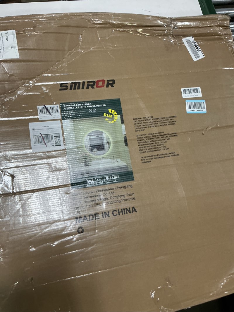 Condition photo showing New/Like New for 40\" led mirror, wall mount, round, 3 color lights, anti-fog, adjustable brightness, modern home decor r40 inch