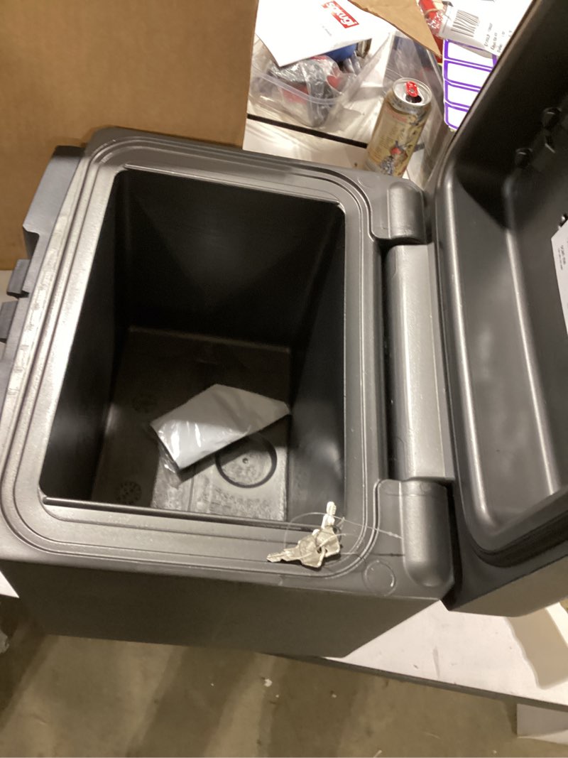Condition photo showing Good Condition for sentrysafe black fireproof and waterproof safe, file folder and document box with key lock, ex. 14.3 x 15.5 x 13.5 inches, hd4100