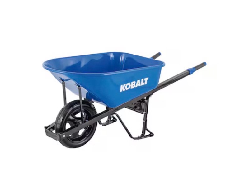 kobalt 6-cu ft 1 wheel steel push wheelbarrow flat-free tire