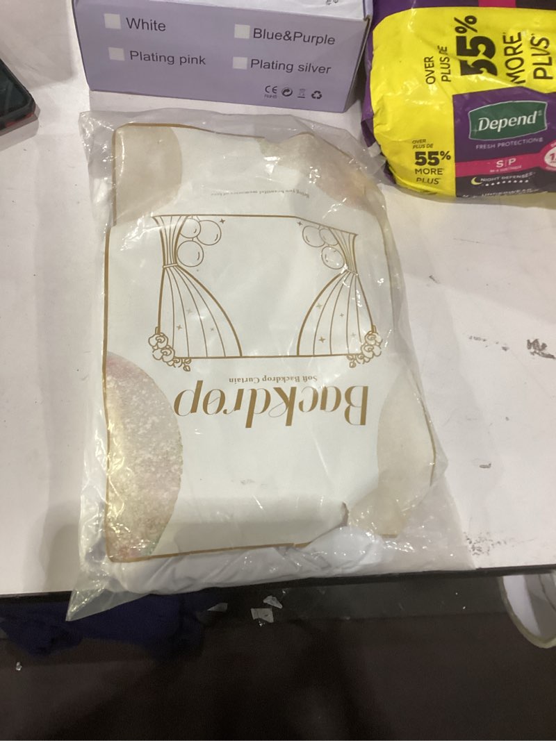 Condition photo showing Good Condition for 10 ft x 10 ft Wrinkle Free White Backdrop Curtains for Wedding Parties, Polyester Photography Backdrop Drapes for Birthday Parties Stage Backdrop Stand, 2 Panels 5x10FT Background Curtains White 5'(W) x 10'(H), 2 panels